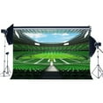 thumbnail image 1 of ABPHOTO Polyester 7x5ft Football Field Backdrop Indoor Stadium Spectator Seats Green Grass Meadow Sports Match School Game Gymnasium Photography Background Boys Happy Birthday Photo Studio Props, 1 of 3
