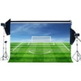 thumbnail image 1 of ABPHOTO Polyester 7x5ft Football Field Backdrop Stadium School Game Playground Backdrops Blue Sky Green Grass Meadow Sports Match Photography Background for Kids Boys Outdoor Photo Studio Props, 1 of 3