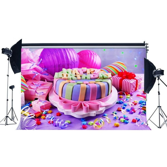 ABPHOTO Polyester 7x5ft Girl's 1st Birthday Backdrop Sweet Baby Cake Smash Backdrops Gifts Twinkle Stars Photography Background for Baby Shower Boys Kids Happy Birthday Party Photo Studio Props