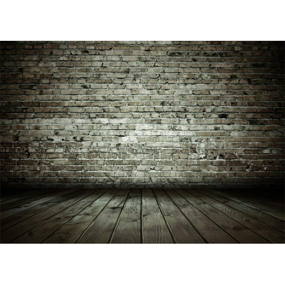 ABPHOTO Polyester 7x5ft Gloomy Brick Wall Backdrop Grunge Stripes Wood Floor Backdrops for Photography Interior Rustic Plank Photo Background Kids Adults Portraits Studio Props