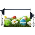 thumbnail image 1 of ABPHOTO Polyester 7x5ft Happy Easter Backdrop Painted Eggs Blooming Fresh Flowers Green Grass Meadow Nature Spring Frohe Ostern Photography Background for Baby Shower Boys Girls Photo Studio Props, 1 of 3