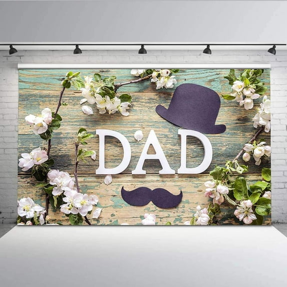 ABPHOTO Polyester 7x5ft Happy Father's Day Black Hat Pink Flower Backdrop for Pictures Photography Props