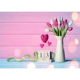 thumbnail image 1 of ABPHOTO Polyester 7x5ft Happy Mother's Day Backdrop Fresh Tulip Sweet Hearts Backdrops for Photography Bokeh Sparkle Sequins Pink Stripes Wood Floor Photo Background Kids Mum Studio Props, 1 of 4
