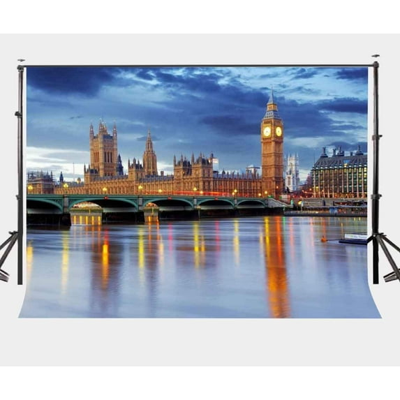 ABPHOTO Polyester 7x5ft London Big Ben Backdrop European Buildings British Dusk View Photography Background