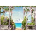 thumbnail image 1 of ABPHOTO Polyester 7x5ft Nature Scenic Photo Backdrops Spring Background Photography Blue Sky Sea Water Floral Backdrop For Party Studio Event, 1 of 2