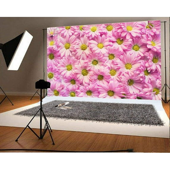 ABPHOTO Polyester 7x5ft Photography Backdrop Pink Bloosm Chrysanthemum Scenery Backdrops for Photography Photo Shoots Party Adults Kids Wedding Personal Portrait Photo Background Studio Props