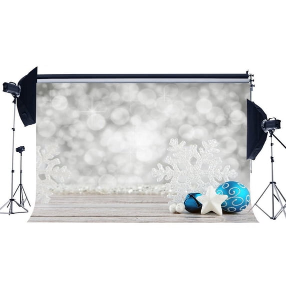 ABPHOTO Polyester 7x5ft Photography Backdrop Snowflakes Bokeh Halos Merry Christmas Xmas Backdrops Seamless Kids Girl Adults Happy New Year Background Photo Studio Props