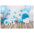thumbnail image 1 of ABPHOTO Polyester 7x5ft Photography Backdrops baby boys 1st Birthday Blue balloons flowers party banner studio booth background photocall, 1 of 3