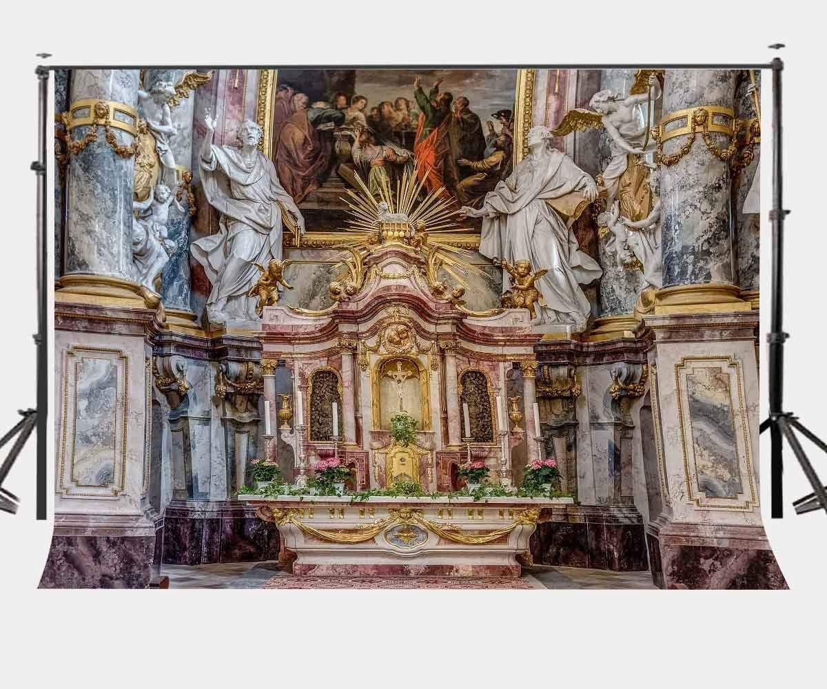 ABPHOTO Polyester 7x5ft Religion Indoor Church Backdrop Art Sculpture ...