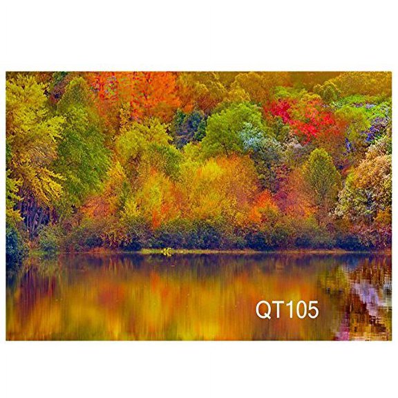 ABPHOTO Polyester 7x5ft Thick Woods Near the Lake Fall Scenery Photography Backdrops Photo Backdrops Studio Props