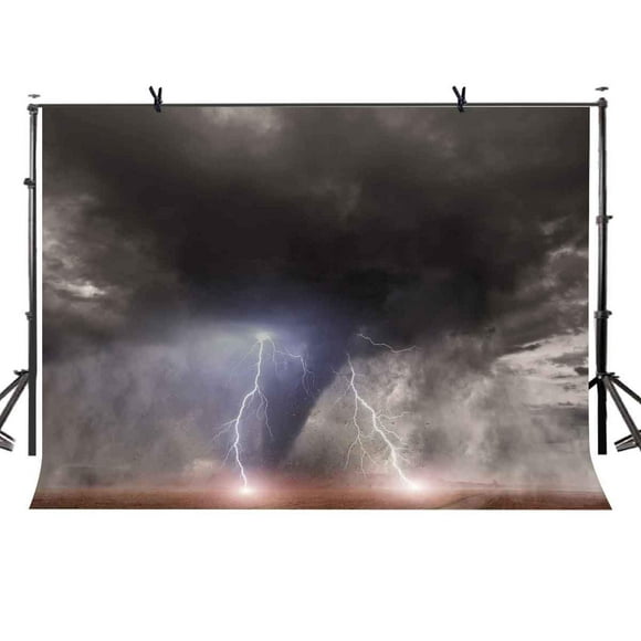 ABPHOTO Polyester 7x5ft Tornado Backdrop Lightning Tornado Dark Photography Background and Studio Photography Backdrop Props