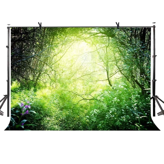 ABPHOTO Polyester 7x5ft Tropical Jungle Backdrop Emerald Tropical Jungle Nature Photography Background and Studio Photography Backdrop Props