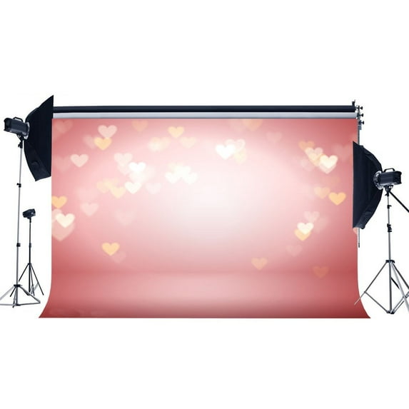 ABPHOTO Polyester 7x5ft Valentine's Day Backdrop Sweet Hearts Bokeh Glitter Sequins Blurry Romantic Wallpaper Wedding Photography Background Girls Lover Party Decoration Photo Studio Props