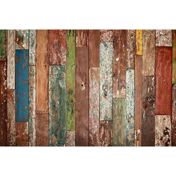 ABPHOTO Polyester 7x5ft Wooden Background Painting Graffiti Wall Photography Backdrop for Portrait or Product Display