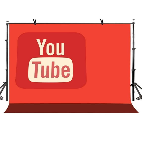 ABPHOTO Polyester 7x5ft YouTube Logo Backdrop Orange Shades YouTube Logo Photography Background and Studio Photography Backdrop Props