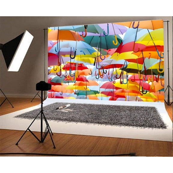 ABPHOTO Polyester 7x5t Photography Backdrop Colorful Umbrellas Photo Background Backdrops for Photography Photo Shoots Party Adults Wedding Personal Portrait Photo Studio Props
