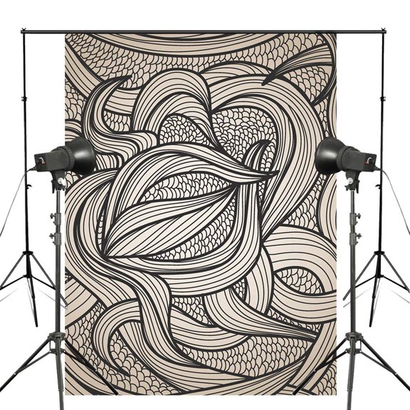 ABPHOTO Polyester Abstract Black White Line Ribbon backdrops for photography Art Photo Studio Background Props 5x7ft Wall Backdrops