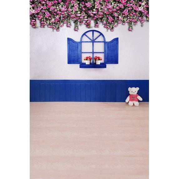 ABPHOTO Polyester Baby Children Portrait Photo Backgrounds White Floor Window Flower Wall Mural 5x7ft Studio Props