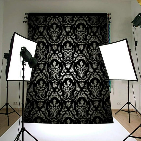 ABPHOTO Polyester Backdrop Black Maple Leaf Background Ideal for Studio Photography Video Television Backdrops or Home Wall Decor 5x7ft