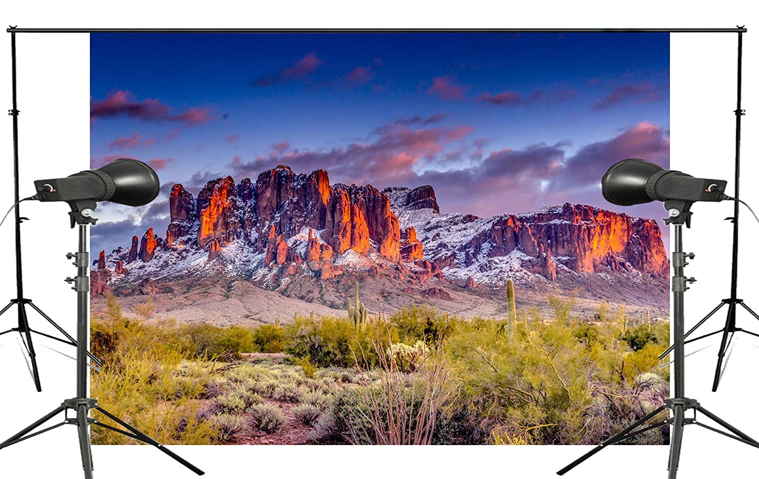 ABPHOTO Polyester Beautiful Grassland Surrounded by mountains ...