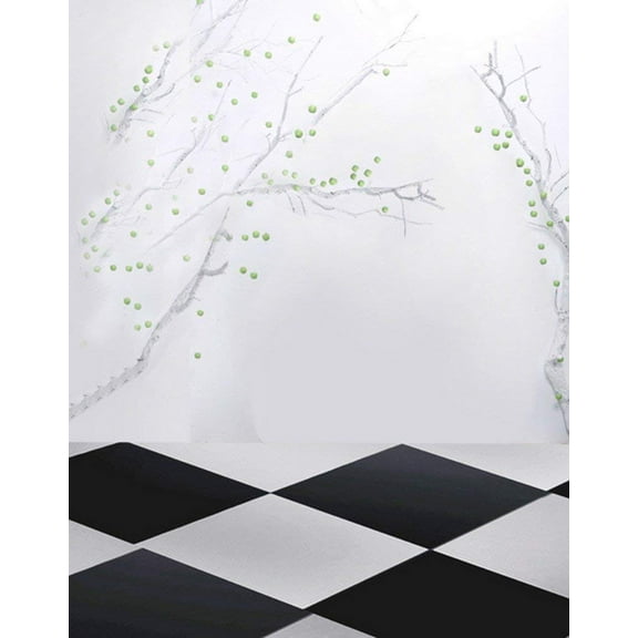 ABPHOTO Polyester Black and White Latticed Checked Floor Print Indoor Room Scene 5x7ft Photography Backgrounds Photo Backdrops for Wedding Studio Props