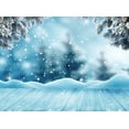 thumbnail image 1 of ABPHOTO Polyester Blue Background Forest Backdrops Winter Snow Photo Backdrop Wooden Floor Christmas Photoshoot Backgrounds 7x5ft, 1 of 2