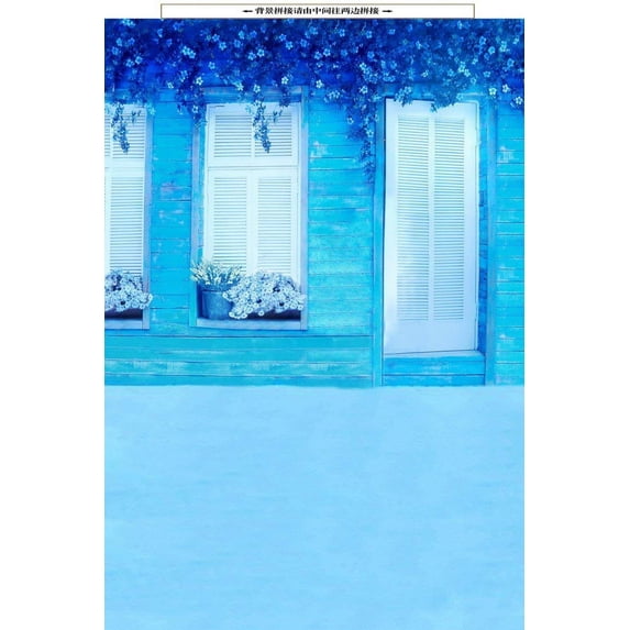 ABPHOTO Polyester Blue Window Door Flower Wedding Studio Photography Backdrops 5x7ft Mural