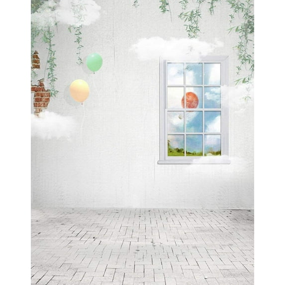 ABPHOTO Polyester Brick Floor Balloon Photography Backdrops Photo Props Studio Background 5x7ft