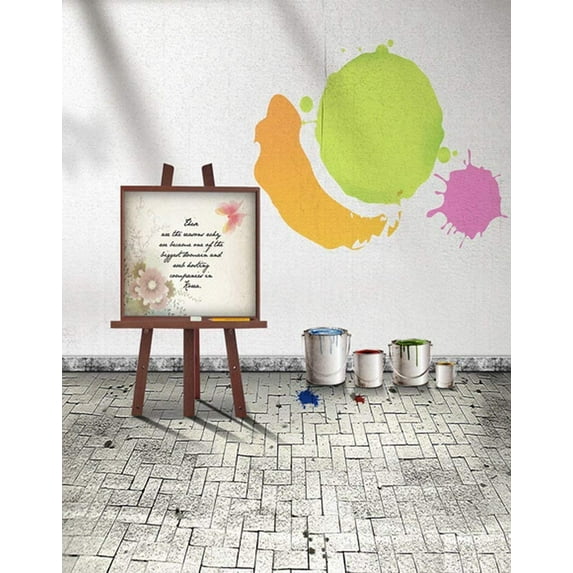 ABPHOTO Polyester Brick Floor Graffiti Photography Backdrops Photo Props Studio Background 5x7ft