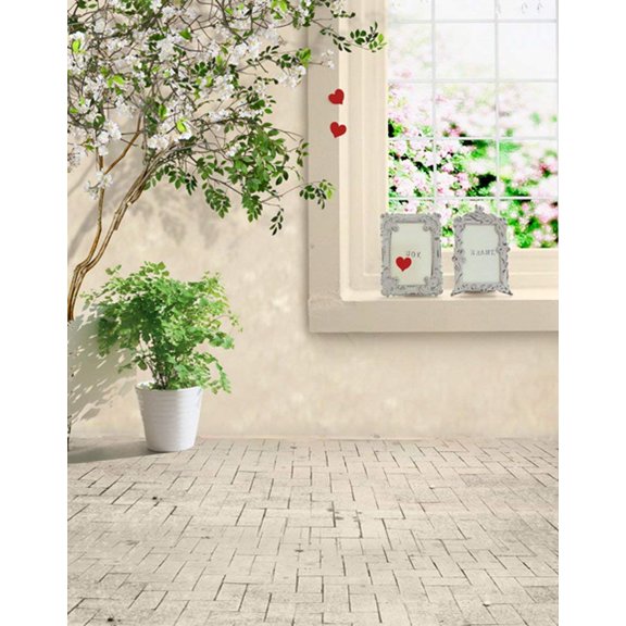 ABPHOTO Polyester Brick Floor Tree Photography Backdrops Photo Props Studio Background 5x7ft
