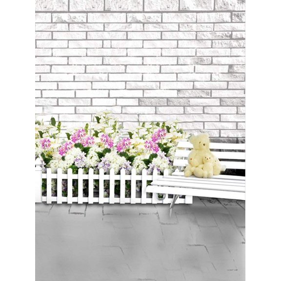 ABPHOTO Polyester Brick Wall Flowers Room Photography Backdrops Photo Props Studio Background 5x7ft