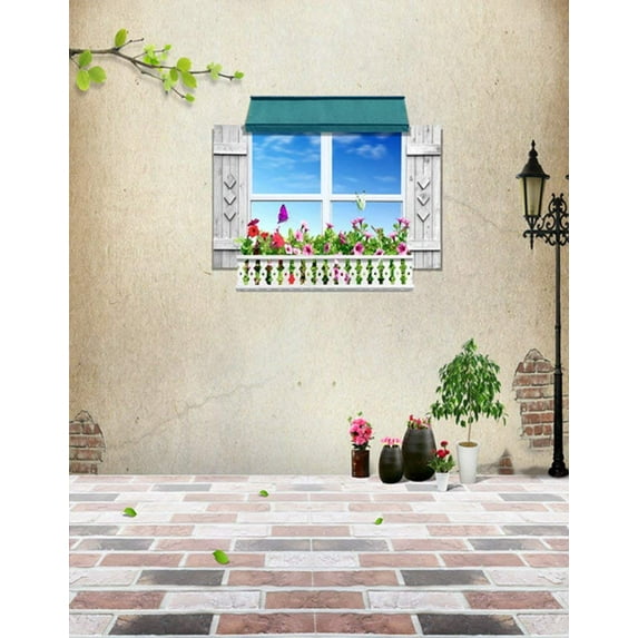 ABPHOTO Polyester Brick Wall Room Flowers Photography Backdrops Photo Props Studio Background 5x7ft