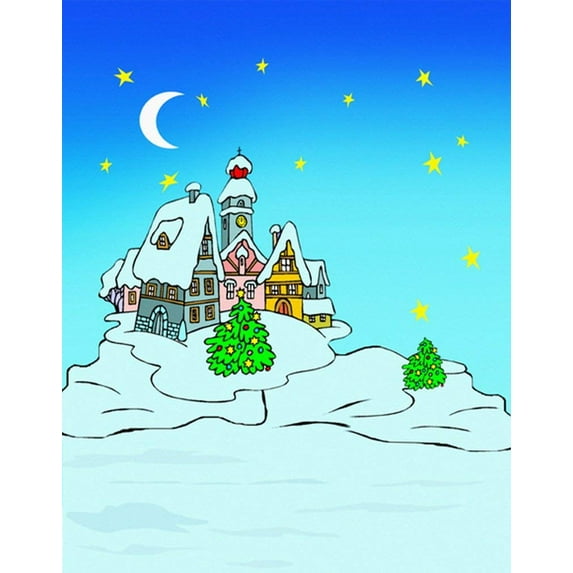 ABPHOTO Polyester Cartoon House Moon Star for Children Photography Backdrops Photo Props Studio Background 5x7ft