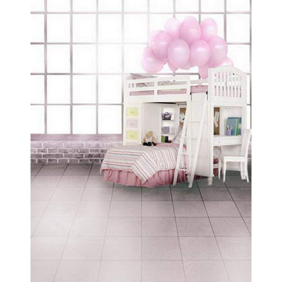 ABPHOTO Polyester Children Bedroom Pink Balloon Stone Floor Photography Backdrops Photo Props Studio Background 5x7ft