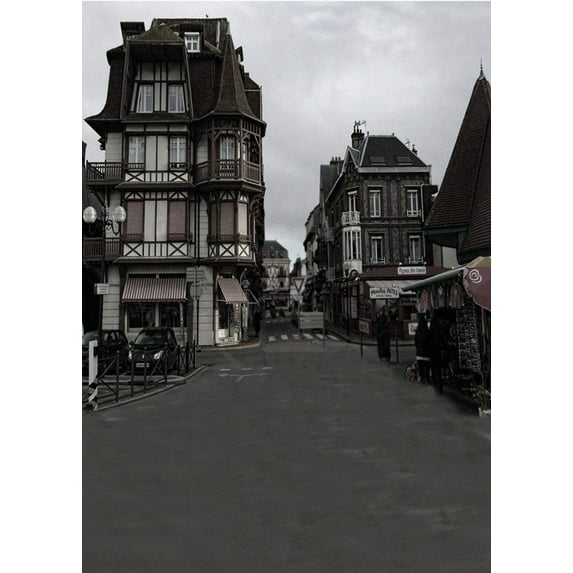 ABPHOTO Polyester Dusk Street Scene Retro Building Scenery 5x7ft Studio Props Photography Backdrops Mural