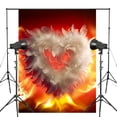 thumbnail image 1 of ABPHOTO Polyester Exquisite Arts Fire Feather Photography Backdrop Valentines Day Heart Background Wedding Photo Studio Backdrop Wall 5x7ft Love Flames Heart, 1 of 5