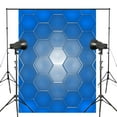 thumbnail image 1 of ABPHOTO Polyester Exquisite Positive Hexagon Photography Backdrop Abstract Blue Background Art Photo Studio Props Wall 5x7ft, 1 of 5