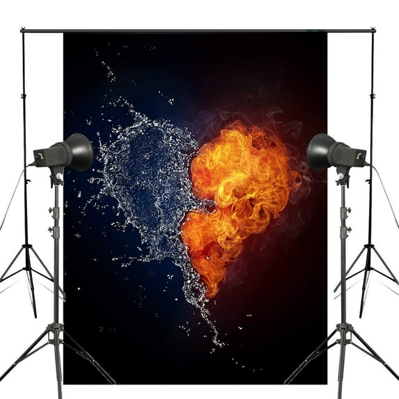 ABPHOTO Polyester Exquisite Water and Fire Backdrops for Photography Heart-shaped Pattern Photo Backdrops Wedding Photo Studio Background Props 5x7ft