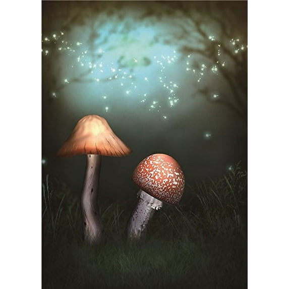 ABPHOTO Polyester Fantasy Background Stars for Baby Photo Studio Props Photography Backdrops Mushroom 5x7ft