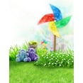 thumbnail image 1 of ABPHOTO Polyester Green Grass Flowers Cute Bear Windmill for Children Photography Backdrops Photo Props Studio Background 5x7ft, 1 of 2