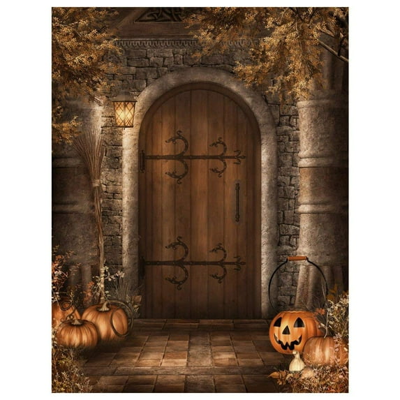 ABPHOTO Polyester Halloween Photography Backdrop Retro Door Photo Background 5x7ft
