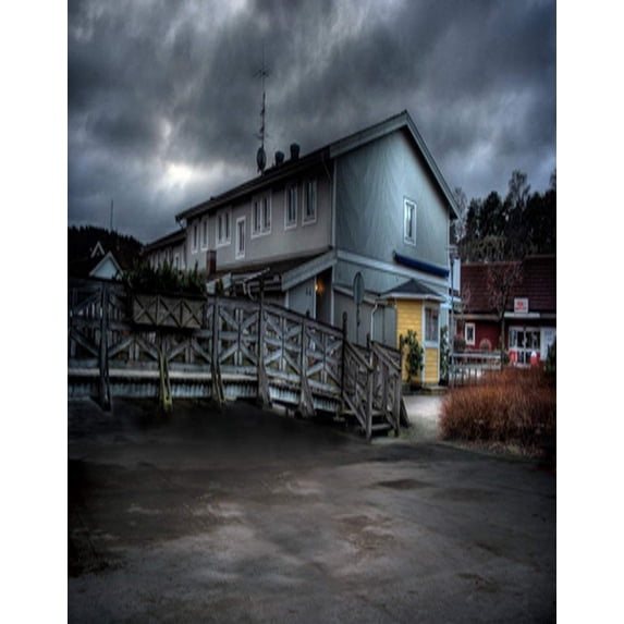 ABPHOTO Polyester House in Cloudy Day Photography Backdrops Photo Props Studio Background 5x7ft