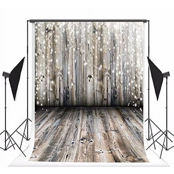 ABPHOTO Polyester Light Grey Wood Wall Photography Backdrop Gray Wooden Floor Photo Backgrounds for Christmas 5x7ft