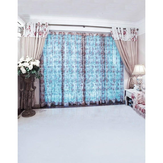 ABPHOTO Polyester Living Room Blue Curtain Photography Backdrops Photo Props Studio Background 5x7ft