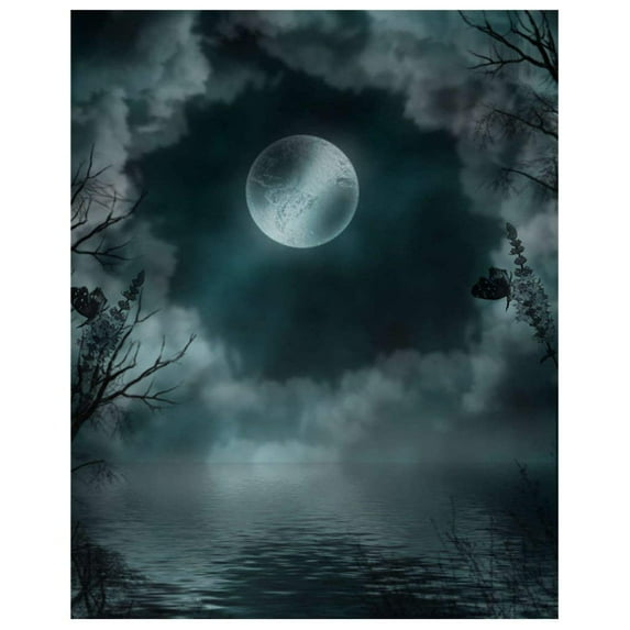 ABPHOTO Polyester Moon Background Scenic Background for Studio Photo Props Moon Photographic Backdrops 5x7ft