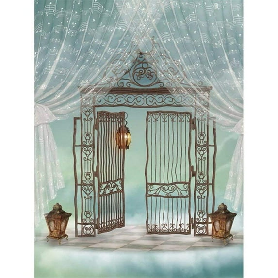 ABPHOTO Polyester Music Notes Curtain Backdrops for Photography Iron Gate Vintage Lantern Fantasy Paradise Baby Kids Photo Studio Background 5x7ft