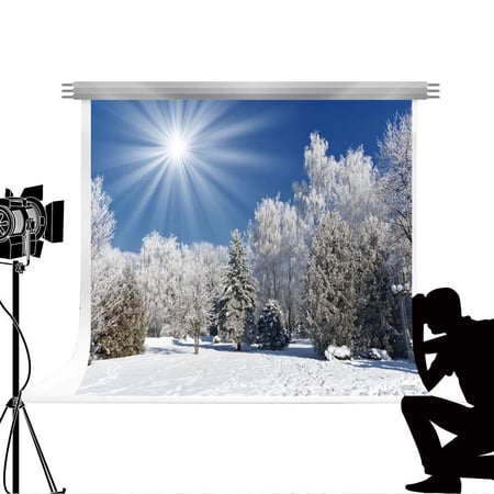 ABPHOTO Polyester Natural Scenery Forest Background for Photography Winter Snow Backdrop Photo Booth for Studio Photos 7x5ft