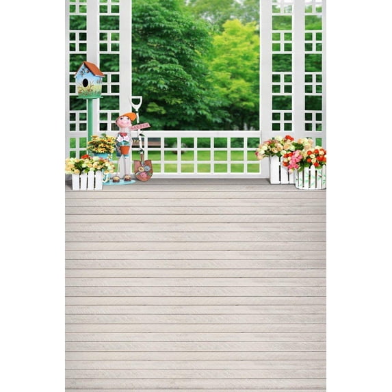 ABPHOTO Polyester Newborn Baby Photo Backgrounds Wood Floor Drops Open Window Trees Interior Studio Props 5x7ft Mural Photography Backdrops