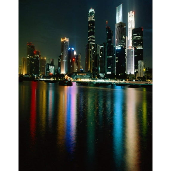 ABPHOTO Polyester Night Street View Building in Dark Photography Backdrops Photo Props Studio Background 5x7ft