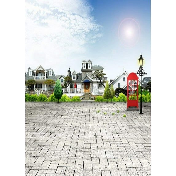 ABPHOTO Polyester Outdoor Brick Square Road Path Wedding Scene Studio Props 5x7ft Photography Backdrops